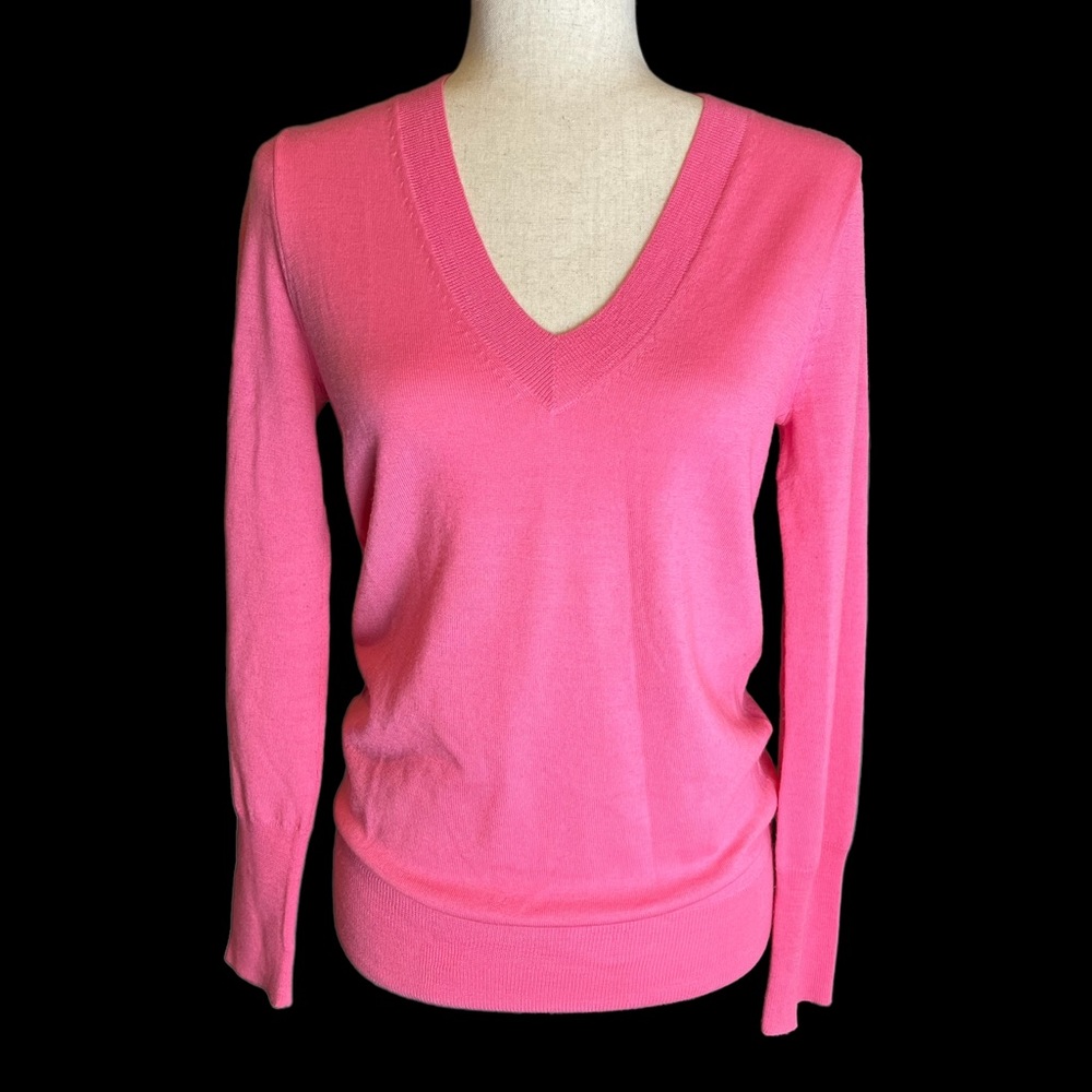 J.Crew 100% Merino Wool Women's Pink V-Neck  Pullover Size S